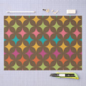 ミッドセンチュリーカラフルレトロスターバストパターン 薄葉紙 (クラフト)