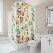 ミッドセンチュリーカラフルレトロ幾何学模様 シャワーカーテン (インサイチュ)