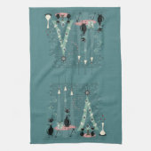 ミッドセンチュリーキャットファミリーホリデー©studioxtine キッチンタオル (縦)