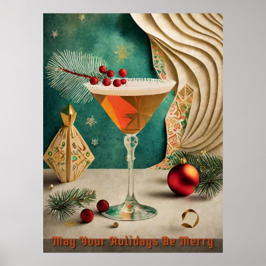 ミッドセンチュリークリスマスカクテルパーティーハッピーアワー ポスター (正面)