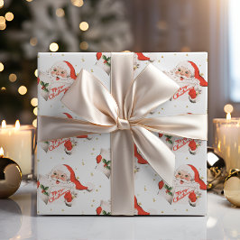 ミッドセンチュリークリスマスカロリングサンタクロース ラッピングペーパー
