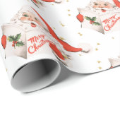 ミッドセンチュリークリスマスカロリングサンタクロース ラッピングペーパー (ロールコーナー)