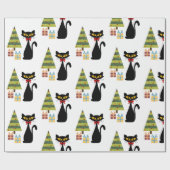 ミッドセンチュリークリスマスキャットラッピング紙 ラッピングペーパー (フラット)