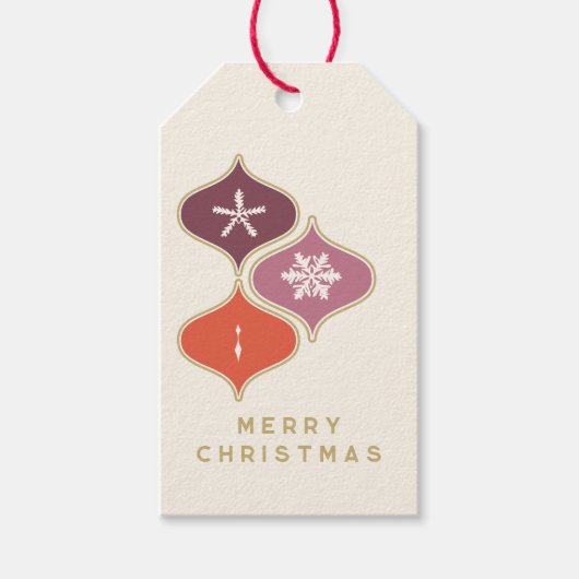 ミッドセンチュリークリスマススノーフレークオーナメントギフトラベル ギフトタグ (正面)