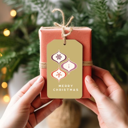 ミッドセンチュリークリスマススノーフレークオーナメントギフトラベル ギフトタグ