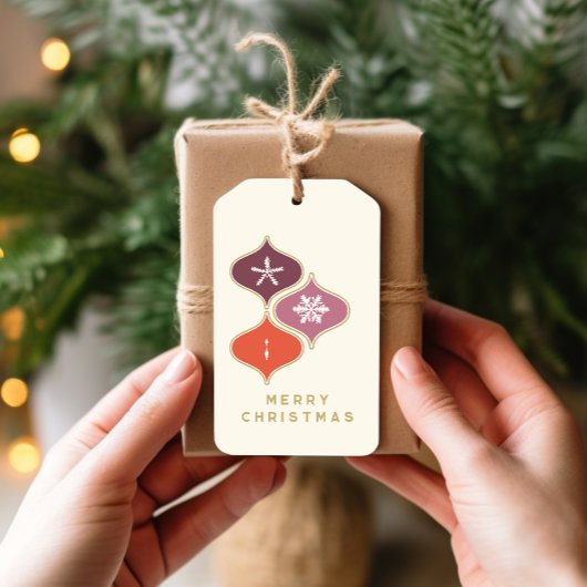 ミッドセンチュリークリスマススノーフレークオーナメントギフトラベル ギフトタグ