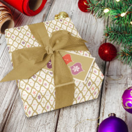 ミッドセンチュリークリスマススノーフレークオーナメント ラッピングペーパーシート