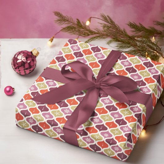 ミッドセンチュリークリスマススノーフレークオーナメント ラッピングペーパーシート