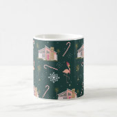 ミッドセンチュリークリスマスピンクハウスパームツリー コーヒーマグカップ (中央)