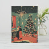 ミッドセンチュリークリスマスフェスティバルのリビングルームのシーン シーズンカード (スタンド正面)