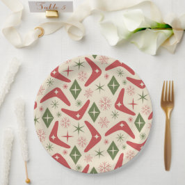 ミッドセンチュリークリスマスブーメランダイヤモンド ペーパープレート