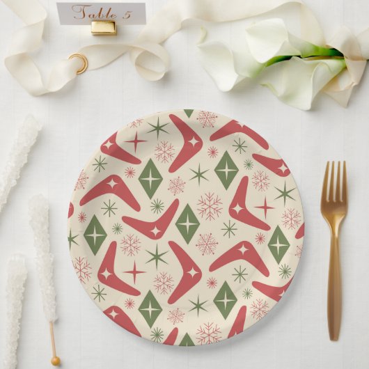 ミッドセンチュリークリスマスブーメランダイヤモンド ペーパープレート (ウェディング)