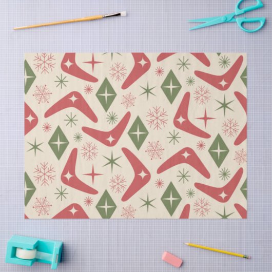 ミッドセンチュリークリスマスブーメランダイヤモンド 薄葉紙 (クラフト)