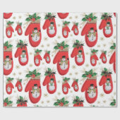 ミッドセンチュリークリスマスミッテン ラッピングペーパー (フラット)