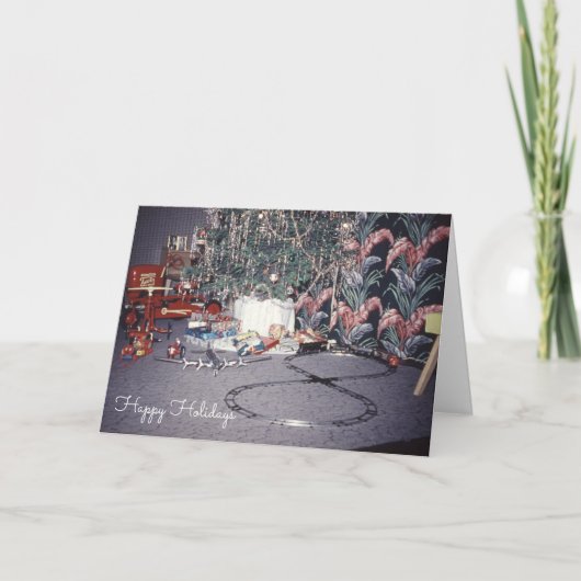 ミッドセンチュリークリスマスヴィンテージホリデートイトレイン シーズンカード (正面)