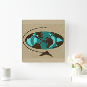 ミッドセンチュリーグモダンローブアートウォールクロック スクエア壁時計 (ホーム)