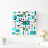 ミッドセンチュリーグリッド スクエア壁時計 (ホーム)