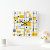 ミッドセンチュリーグリッド スクエア壁時計 (ホーム)