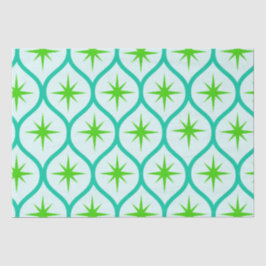 ミッドセンチュリーグリーンスターバストオン楕円パターン 薄葉紙