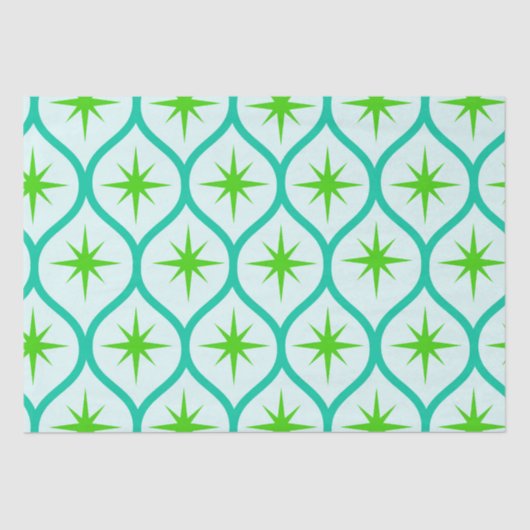 ミッドセンチュリーグリーンスターバストオン楕円パターン 薄葉紙 (正面)