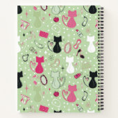 ミッドセンチュリーグリーンハート猫 ノートブック (裏面)