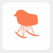 ミッドセンチュリーグレーオレンジパターンチェアシルエット スクエアシール (正面)