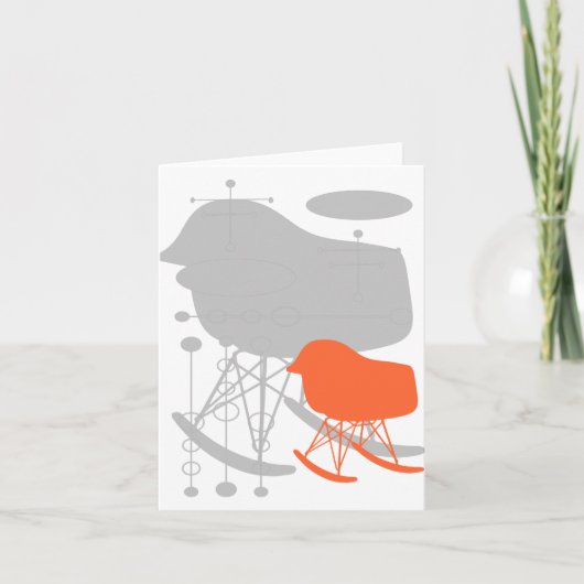 ミッドセンチュリーグレーコーラルチェアシルエットノートカード カード (正面)