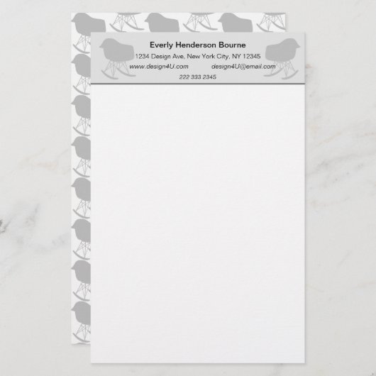 ミッドセンチュリーグレーパターンチェアシルエット (正面/裏面)