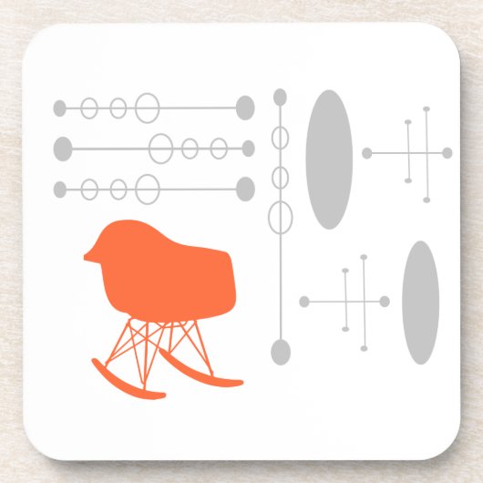 ミッドセンチュリーグレーパターンチェアシルエット コースター (正面)