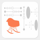 ミッドセンチュリーグレーパターンチェアシルエット スクエアシール (正面)