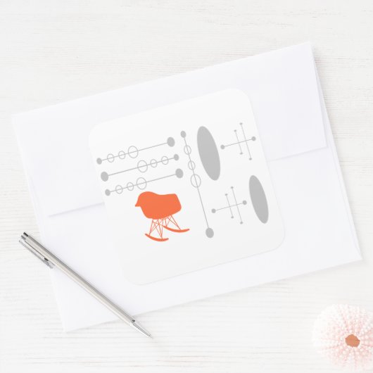 ミッドセンチュリーグレーパターンチェアシルエット スクエアシール (封筒)