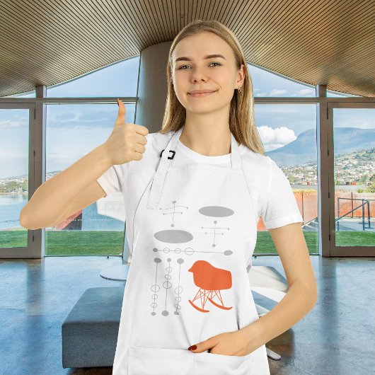 ミッドセンチュリーグレーパターンチェアシルエット スタンダードエプロン