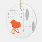 ミッドセンチュリーグレーパターンチェアシルエット セラミックオーナメント (左)