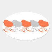 ミッドセンチュリーグレーパターンチェアシルエット 楕円形シール (正面)