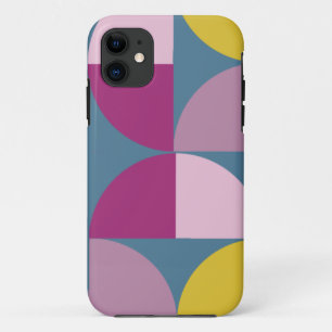 ミッドセンチュリーサイケデリックパープルピンク色の桃 iPhone 11 ケース