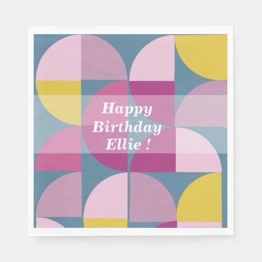 ミッドセンチュリーサイケデリックマイルドパープルピンク スタンダードランチョンナプキン (正面)