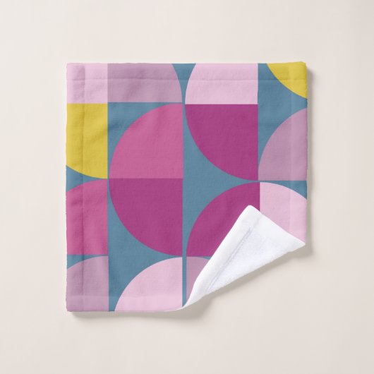 ミッドセンチュリーサイケデリックマイルドパープルピンク バスタオルセット (ウォッシュタオル)