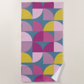ミッドセンチュリーサイケデリックマイルドパープルピンク ビーチタオル (正面)