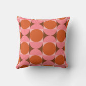 ミッドセンチュリーサークルとハーフサークルピンクのオレンジ クッション (裏面)
