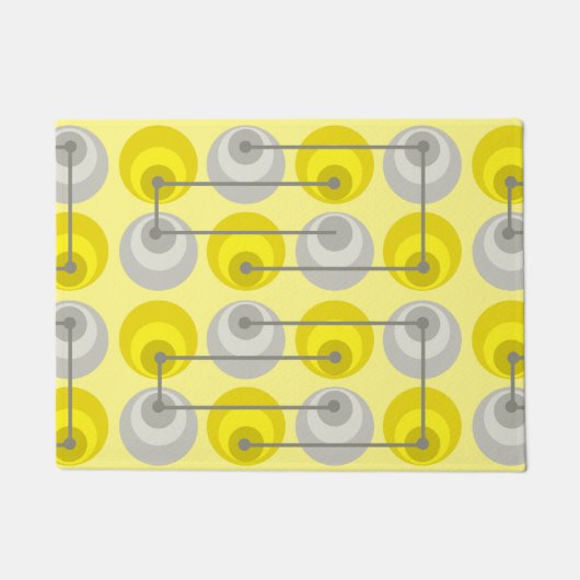 ミッドセンチュリーサークルイエローグレー ドアマット (正面)