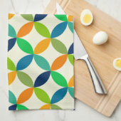 ミッドセンチュリーサークルグリーンブルーオレンジパターン キッチンタオル (四つ折り)