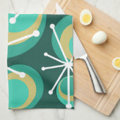 ミッドセンチュリーサークルスターバストティール(緑がかった色) キッチンタオル (四つ折り)