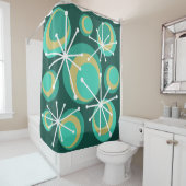 ミッドセンチュリーサークルスターバストティール(緑がかった色) シャワーカーテン (インサイチュ)