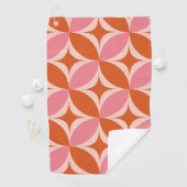 ミッドセンチュリーサークルスターバストピンクとオレンジ ゴルフタオル (インサイチュ)