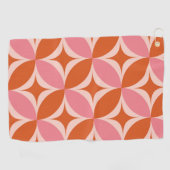 ミッドセンチュリーサークルスターバストピンクとオレンジ ゴルフタオル (横)