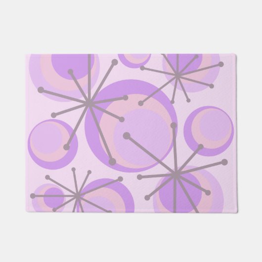 ミッドセンチュリーサークルスターバストラベンダー ドアマット (正面)