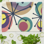 ミッドセンチュリーサークルスターバスト カラフル キッチンタオル (折り畳み)