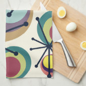 ミッドセンチュリーサークルスターバスト カラフル キッチンタオル (四つ折り)