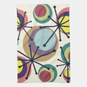 ミッドセンチュリーサークルスターバスト カラフル キッチンタオル (縦)