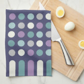 ミッドセンチュリーサークル線パープルターコイズ キッチンタオル (四つ折り)
